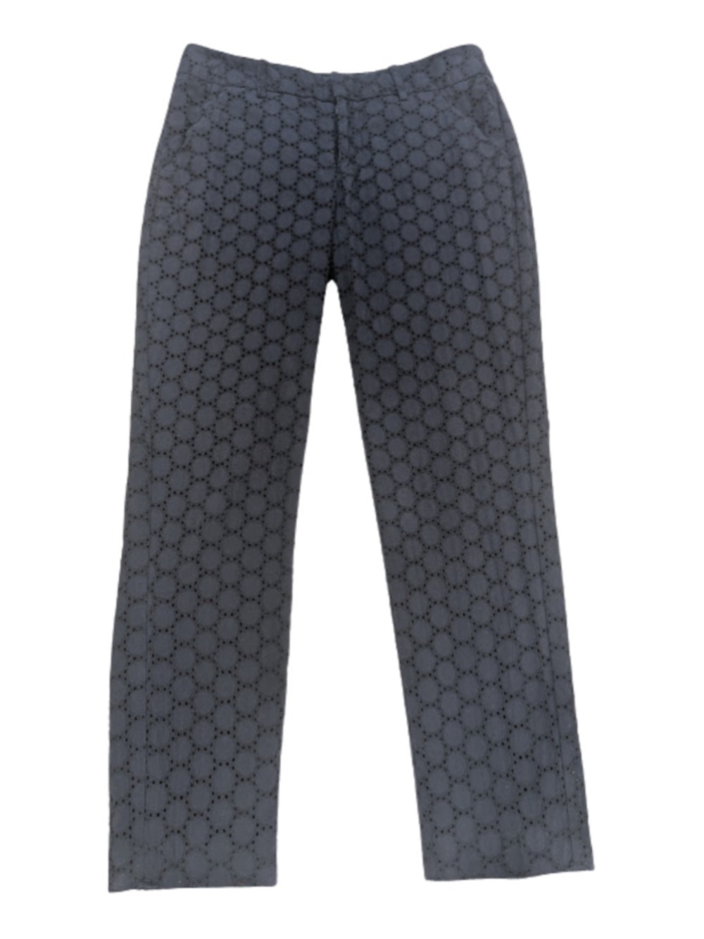 Merona Navy Eyelet Embroidered Straight Leg Pants Women’s Classic Coastal SZ 2